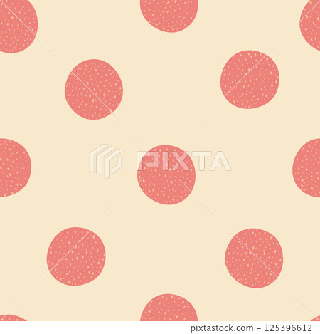 Seamless retro polka dot pattern with hand drawn texture effect and offset layout. Soft pink dots with subtle grain on a creamy beige background. For vintage style textiles wallpapers and wrapping Seamless retro polka dot pattern with hand drawn texture effect and offset layout. Soft pink dots with subtle grain on a creamy beige background. For vintage style textiles wallpapers and wrapping 125396612