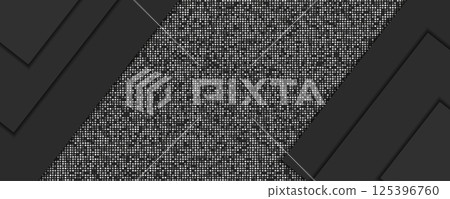 Silver and black background. Black frame with copy space. Black rectangles with silver lines and glitter silver dots. Dark texture with silver dots and squares. 125396760