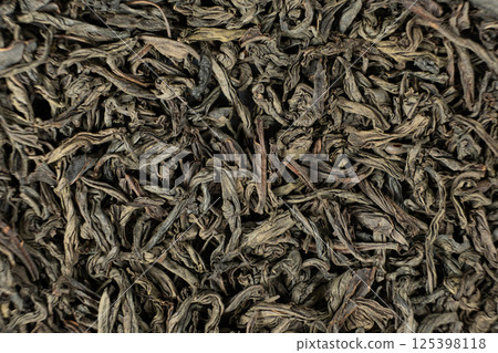 Loose leaf black tea, macro texture top view Loose leaf black tea, macro texture top view 125398118