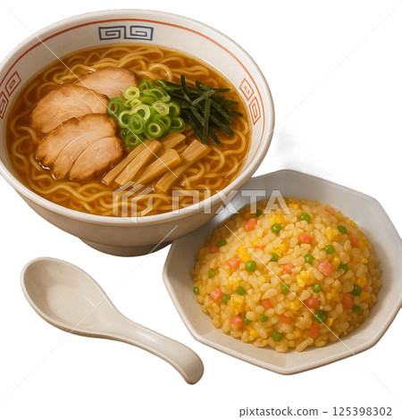 Ramen and fried rice set 125398302