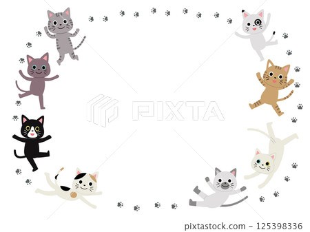 Frame of cats and paws in various poses 125398336