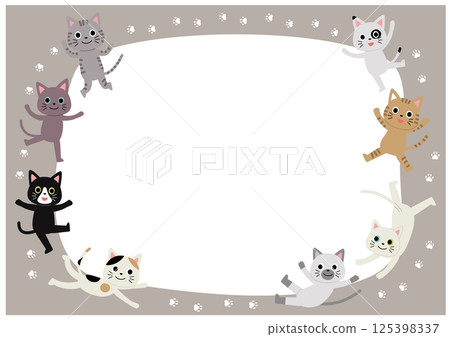 Frame of cats and paws in various poses Frame of cats and paws in various poses 125398337
