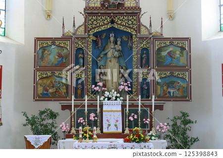 High altar in the parish church of Our Lady of Miracles in Ostarije, Croatia 125398843