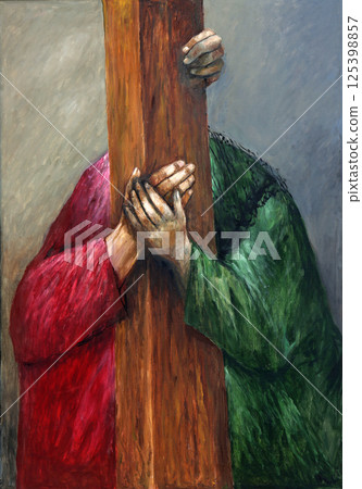 Jesus meets His Mother, 4th Stations of the Cross by Sieger Koder in St. Stephen's church in Wasseralfingen, Germany 125398857