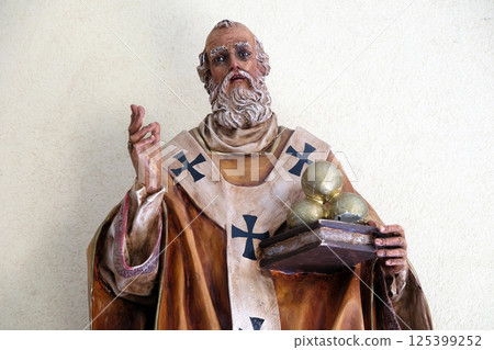 Saint Nicholas statue in St Paul's Cathedral in Tirana, Albania 125399252