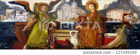 Annunciation of the Virgin Mary, the Catholic Church of the Birth of the Virgin Mary in Prcanj, Montenegro Annunciation of the Virgin Mary, the Catholic Church of the Birth of the Virgin Mary in Prcanj, Montenegro 125399269