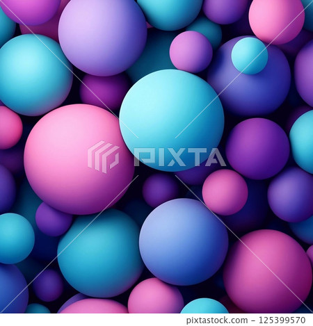 Various sized colorful matte spheres densely filling the space in a purple and blue palette. Generative AI Various sized colorful matte spheres densely filling the space in a purple and blue palette. Generative AI 125399570
