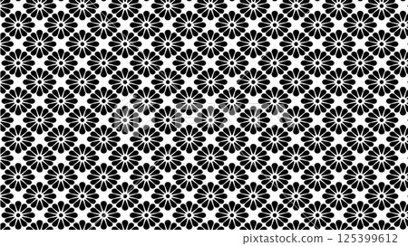 Japanese background: Monochrome chrysanthemum pattern 125399612