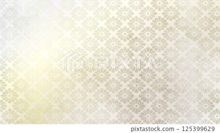 日本背景：銀色菊花圖案 125399629