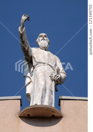 Saint Paul the Apostle statue on St Paul's Cathedral in Tirana, Albania 125399705