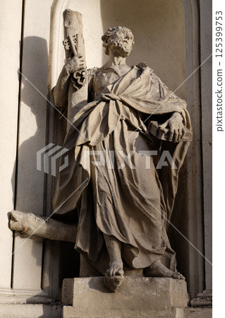 Saint Peter the Apostle on the facade of Parish Church of the Holy Blood in Graz, Styria, Austria Saint Peter the Apostle on the facade of Parish Church of the Holy Blood in Graz, Styria, Austria 125399753