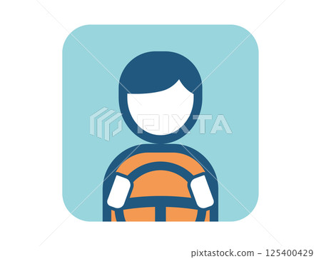 Square simple colorful illustration icon of a person holding a car steering wheel 125400429