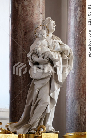 Saint Anne statue on the main altar in Amorbach Benedictine monastery church in Lower Franconia, Bavaria, Germany Saint Anne statue on the main altar in Amorbach Benedictine monastery church in Lower Franconia, Bavaria, Germany 125400491
