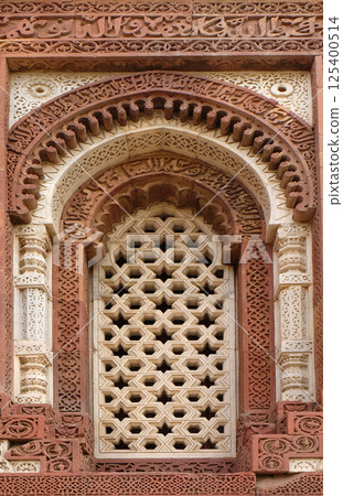 Window with sunglow in Alai Minar, Qutub Minar complex, Delhi, India Window with sunglow in Alai Minar, Qutub Minar complex, Delhi, India 125400514