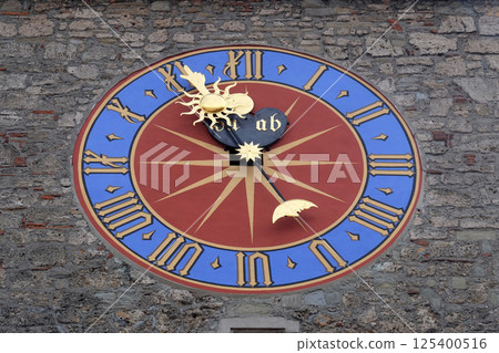 Historical clock tower in old town city Lucerne, Switzerland Historical clock tower in old town city Lucerne, Switzerland 125400516