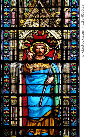 Saint Dionysius, stained glass window in the Basilica of Saint Clotilde in Paris, France Saint Dionysius, stained glass window in the Basilica of Saint Clotilde in Paris, France 125400518