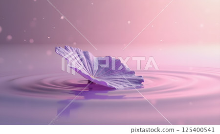 Lotus Leaf Serenity in Pastel Pink Waterscape 125400541
