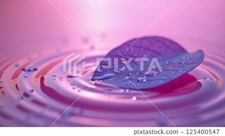 Leaf on Rippling Water Surface Abstract Purity Leaf on Rippling Water Surface Abstract Purity 125400547