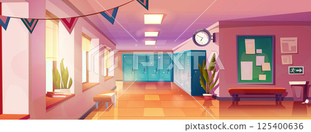 School corridor interior illustration School corridor interior illustration 125400636