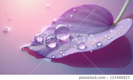 Water Drops on Leaf, Nature's Gentle Touch 125400925