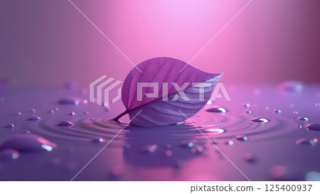 Leaf's Serenity: Tranquility on Water Surface Leaf's Serenity: Tranquility on Water Surface 125400937