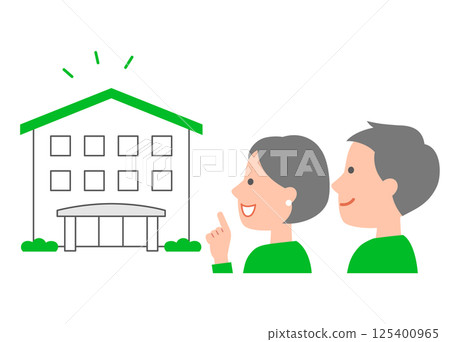 一名男子和一名女子在他們家人居住的養老院裡四處張望 125400965