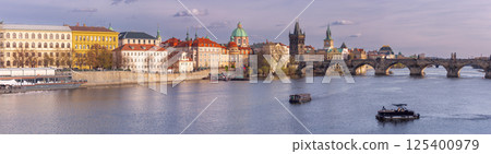 Charles Bridge and Vltava River in Prague Czech Republic Charles Bridge and Vltava River in Prague Czech Republic 125400979