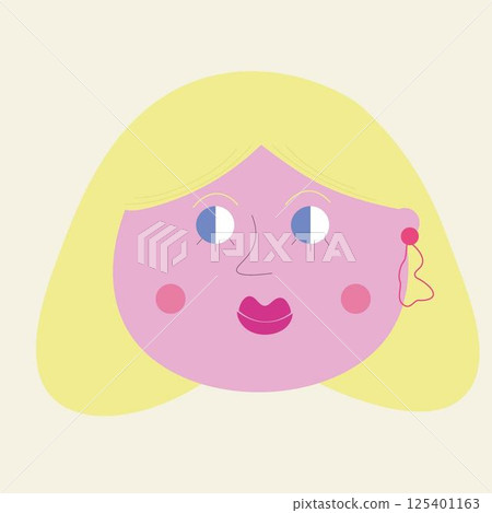 Vector cute cartoon girl with blonde hair and blue eyes Vector cute cartoon girl with blonde hair and blue eyes 125401163