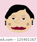 vector oriental woman with dark hair and big lips with pink background 125401167