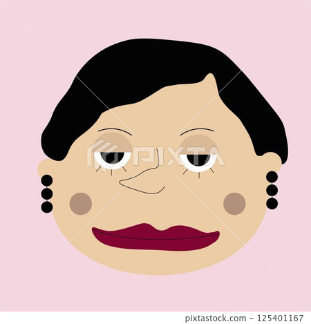 vector oriental woman with dark hair and big lips with pink background vector oriental woman with dark hair and big lips with pink background 125401167