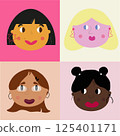 vector set of four different girls faces with background 125401171