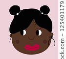 Vector dark skinned girl with red lips in pink background 125401179