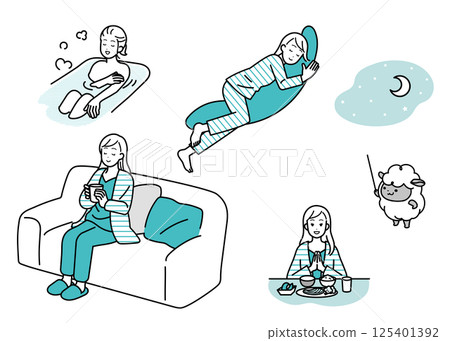 睡眠健康插圖集 125401392