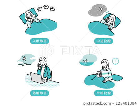 睡眠：睡眠障礙插圖集 125401394