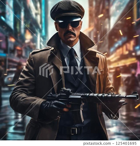 man with gun and weapon man with gun and weapon 125401695