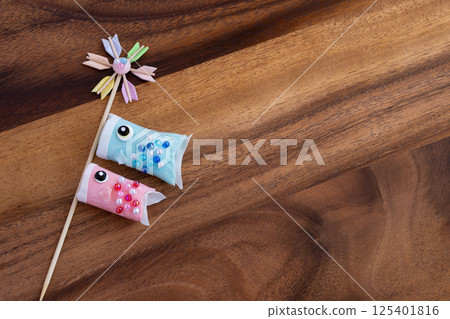 Children's Day Craft: Colorful Handmade Carp Streamers Children's Day Craft: Colorful Handmade Carp Streamers 125401816