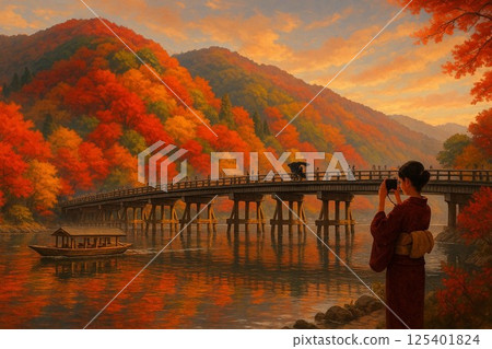 絕美的紅色風景_嵐山_變幻的秋葉 125401824