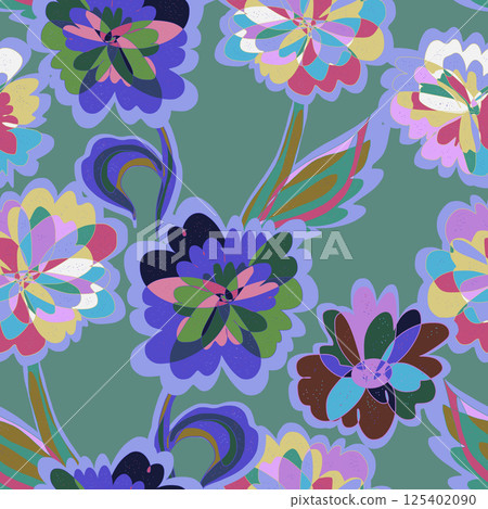 seamless pattern with colorful flowers 125402090