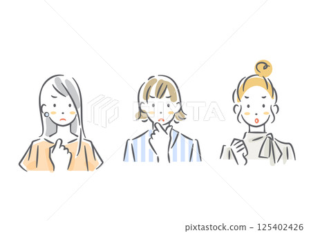 Angry woman avatar set Simple and stylish watercolor illustrations 125402426