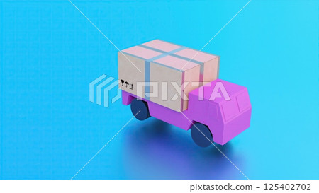 Delivery truck with box. Computer generated 3d render 125402702