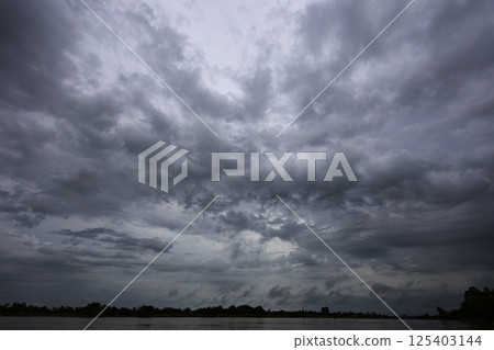 Riverside Atmosphere in Manorom District, Chai Nat Province, Background for advertising and wallpaper in natural environment and nature scene 125403144