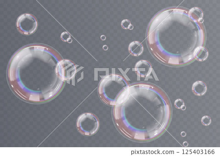 Vector soap bubbles hover gracefully 125403166