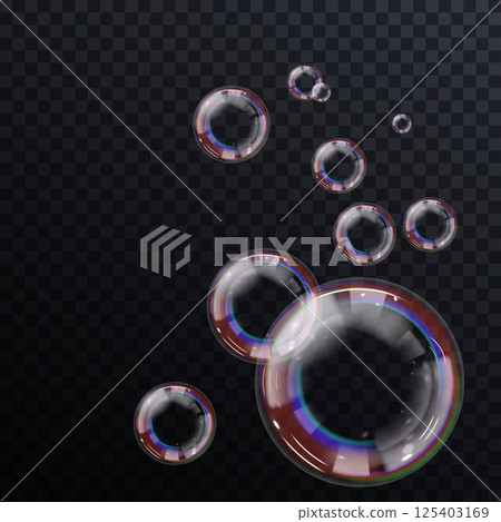 Vector soap bubbles hover gracefully 125403169
