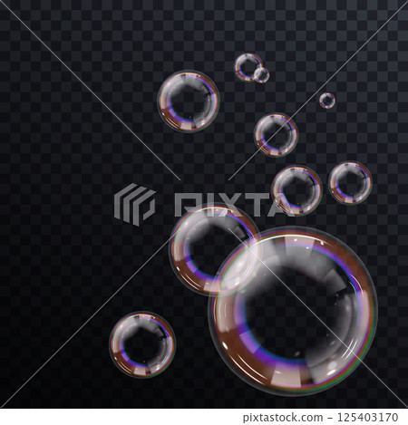 Vector soap bubbles hover gracefully Vector soap bubbles hover gracefully 125403170