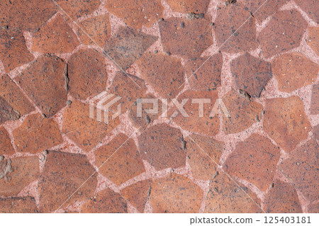 Red Stone Mosaic Pavement Texture 125403181
