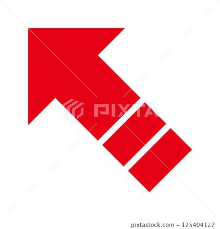 Simple red arrow on white background 125404127