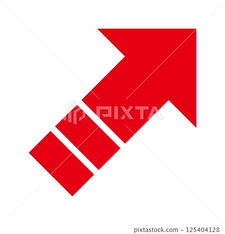 Simple red arrow on white background 125404128