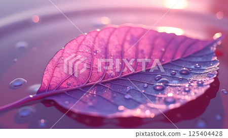 Dew-Kissed Leaf in a Dreamy Ambiance 125404428