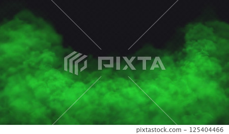 Green Fog effect on transparent dark background. Vector Smoke cloud. Green Fog effect on transparent dark background. Vector Smoke cloud. 125404466
