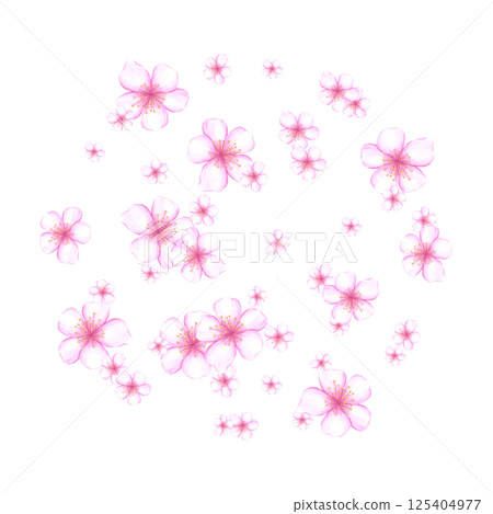 Hand drawn watercolor cherry blossom round label wreath frame border isolated on white background. Can be used for postcard, album, scrapbook and other printed products. Hand drawn watercolor cherry blossom round label wreath frame border isolated on white background. Can be used for postcard, album, scrapbook and other printed products. 125404977